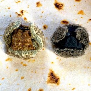 BONGO Tweed and Black Fur-Lined Hats